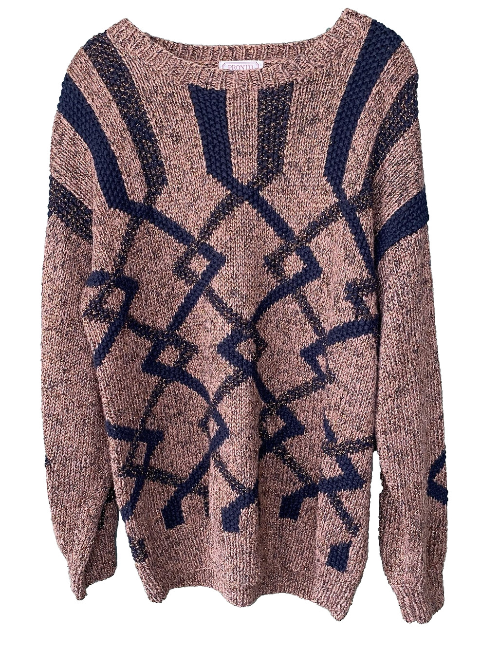 Pronto Moda Sweater Womens Medium Vintage Knit Granny Core Relaxed Fit Pullover